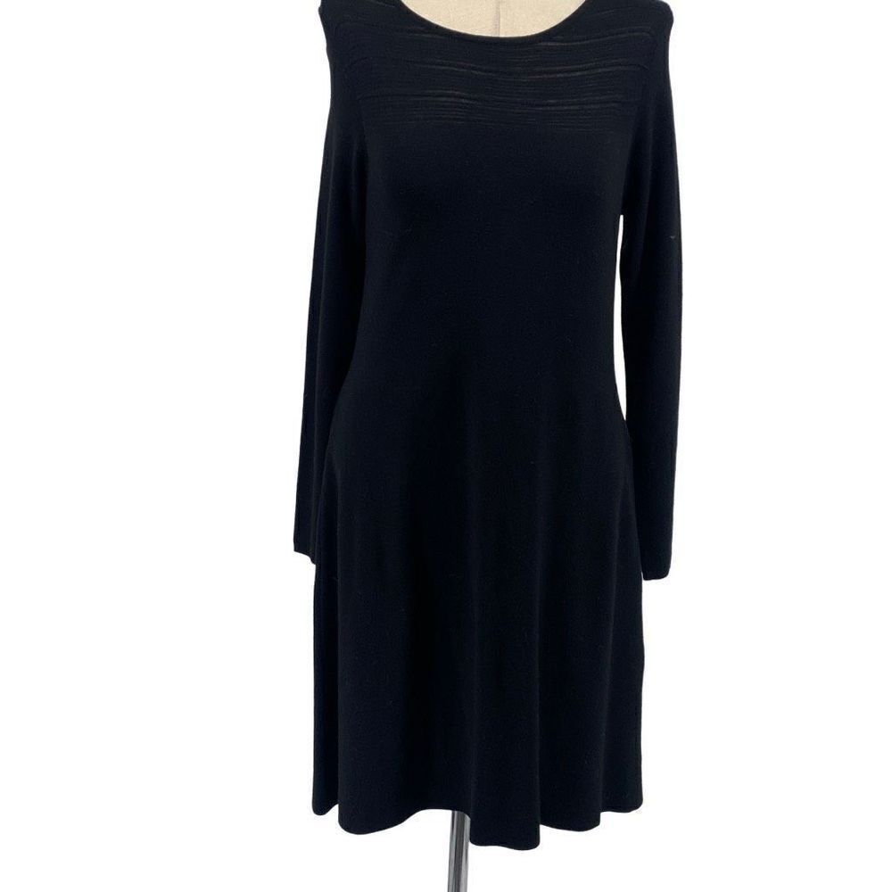 Tahari Women's‎ Long-Sleeve Scoop Neck Swing Knit Dress Black Small